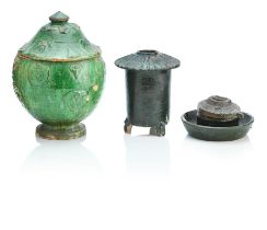 Three green glazed early Chinese pottery pieces