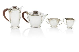 A four piece Art Deco silver tea service maker's mark G M & S, Birmingham, 1937 (4)