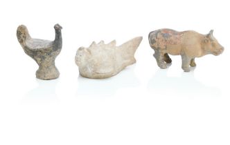 Three early Chinese pottery figures