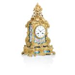 A 19th century ormolu and Sevres style porcelain mounted mantel clock, by Raingo The movement s...
