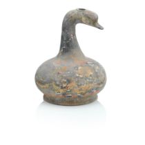 A Chinese painted pottery goose-head bottle vase Han dynasty
