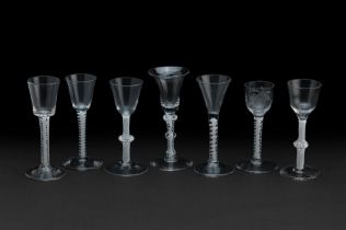 A collection of Georgian opaque twist glasses third quarter of the 18th century