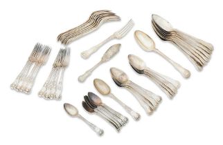 A matched part canteen of double-struck kings pattern cutlery Various makers and dates