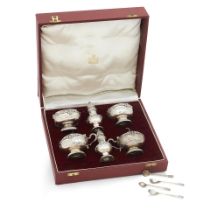 A cased six piece silver cruet set Garrard & Co, Birmingham, 1960