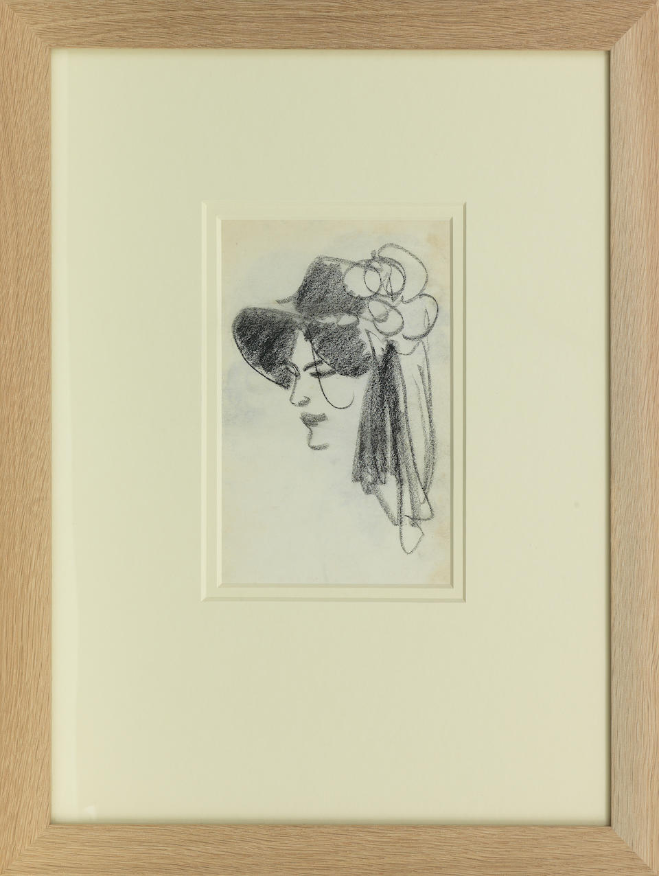 John Duncan Fergusson RBA (1874-1961) A lady in a hat, in profile - Image 3 of 3