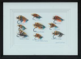 Two framed displays of traditionally tied Scottish Salmon flies by Edward J Kublin (2)