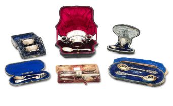 A Collection of Cased Silver items, Various makers and dates