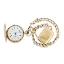 An 18ct gold pocket watch Thomas Russell of Liverpool Full hunter, keyless wind chronograph, Ch...