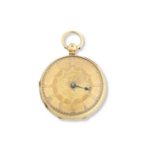 An 18ct gold key wind open faced fob watchJohn Mason Worcester Open face, key wind, Hallmark fo...