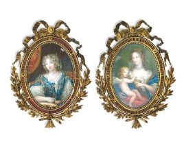 A pair of 19th century ormolu-mounted miniatures