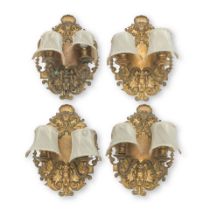 A set of four early 20th century ormolu electrified wall sconces (4)