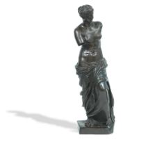 A large early 20th century patinated bronze electrotype figure of the Venus de Milo