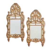 A matched pair of French provincial giltwood marginal mirrors One mirror Louis XV period/18th ce...