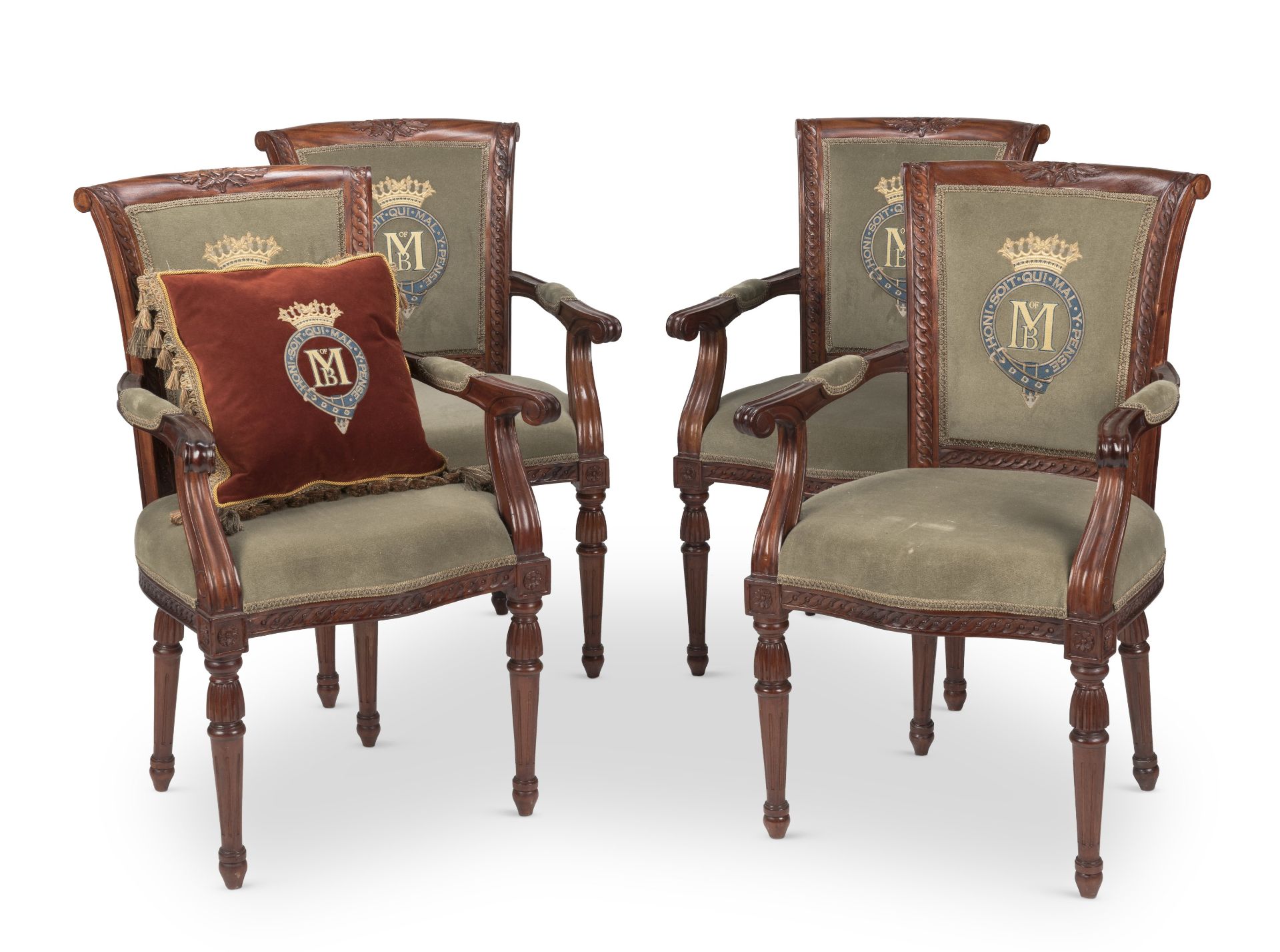 A set of four mahogany armchairsIn the early 19th century style (5)