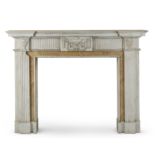 A statuary marble chimneypiece, in the George III style First seen in Season 1, in the Cabinet O...