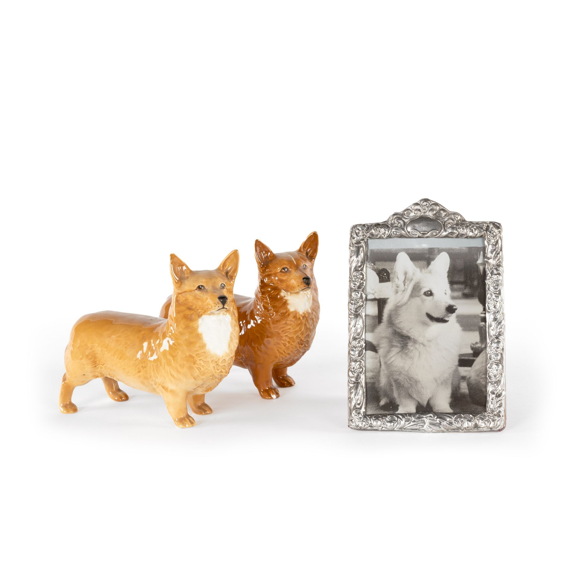 Two Beswick porcelain models of corgis Chosen by The Crown's Set Decorating Department for the Q...