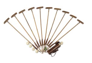 A collection of ten vintage-style polo sticks (17)