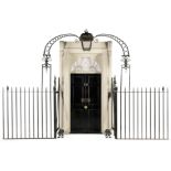 A replica of the Number 10 Downing Street facadeFirst seen in Season 1, created by The Crown's C...