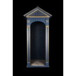 A blue and gold painted wood and composition sentry boxFirst seen in Season 1, created by The Cr...