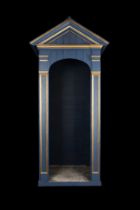 A blue and gold painted wood and composition sentry boxFirst seen in Season 1, created by The Cr...