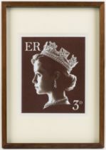 Claire Foy (as the Queen): A framed digital print of the three penny stamp design Season 3, Epis...