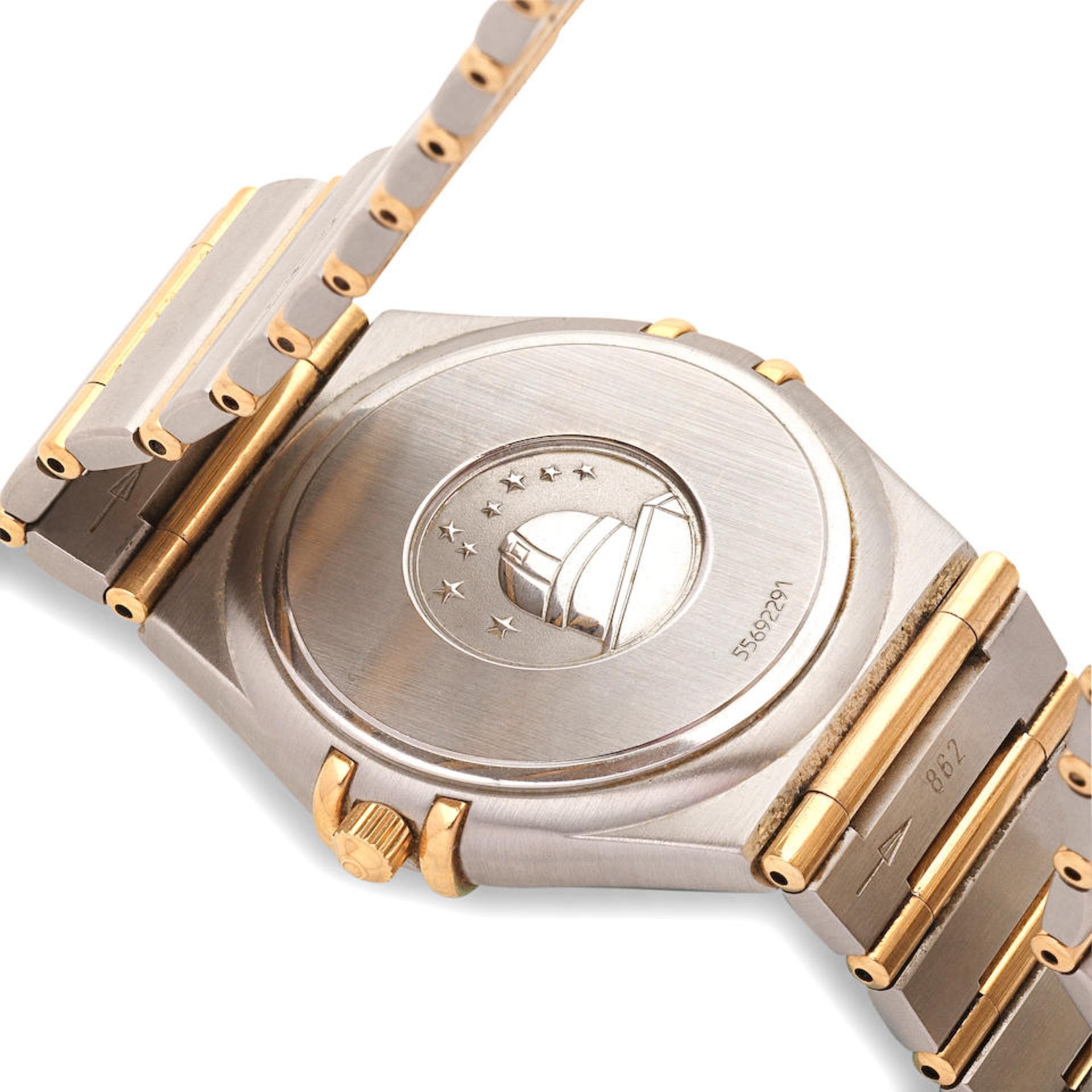 Omega. A stainless steel and gold quartz calendar bracelet watch Constellation, Ref: 396.1201, ... - Image 2 of 4