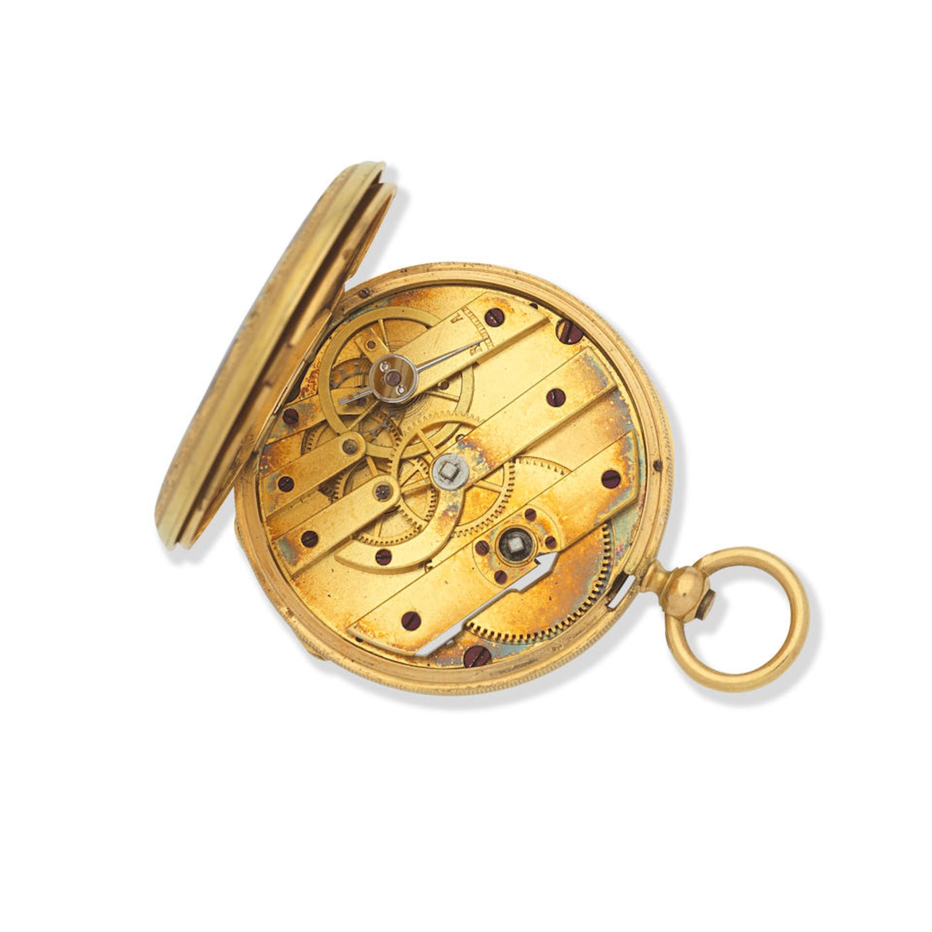A continental gold and enamel key wind open face pocket watch Circa 1830 - Bild 3 aus 3