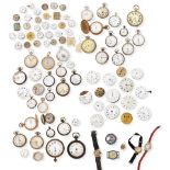 Property of a former watchmaker. A large lot of pocket watches, wristwatches and parts to includ...