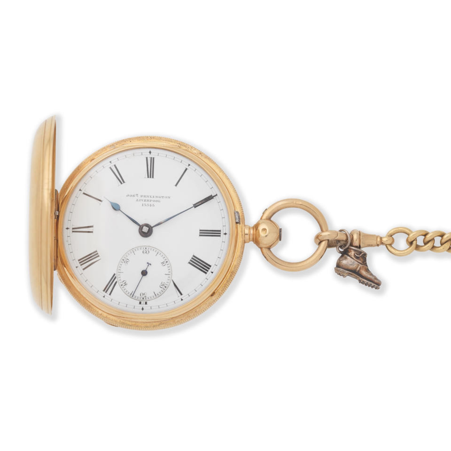 Joseph Penlington, Liverpool. An 18K gold key wind full hunter pocket watch Circa 1870 (Hallmark...