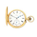 J.W Benson, 28 Royal Exchange, London. An 18K gold keyless wind half hunter pocket watch London ...