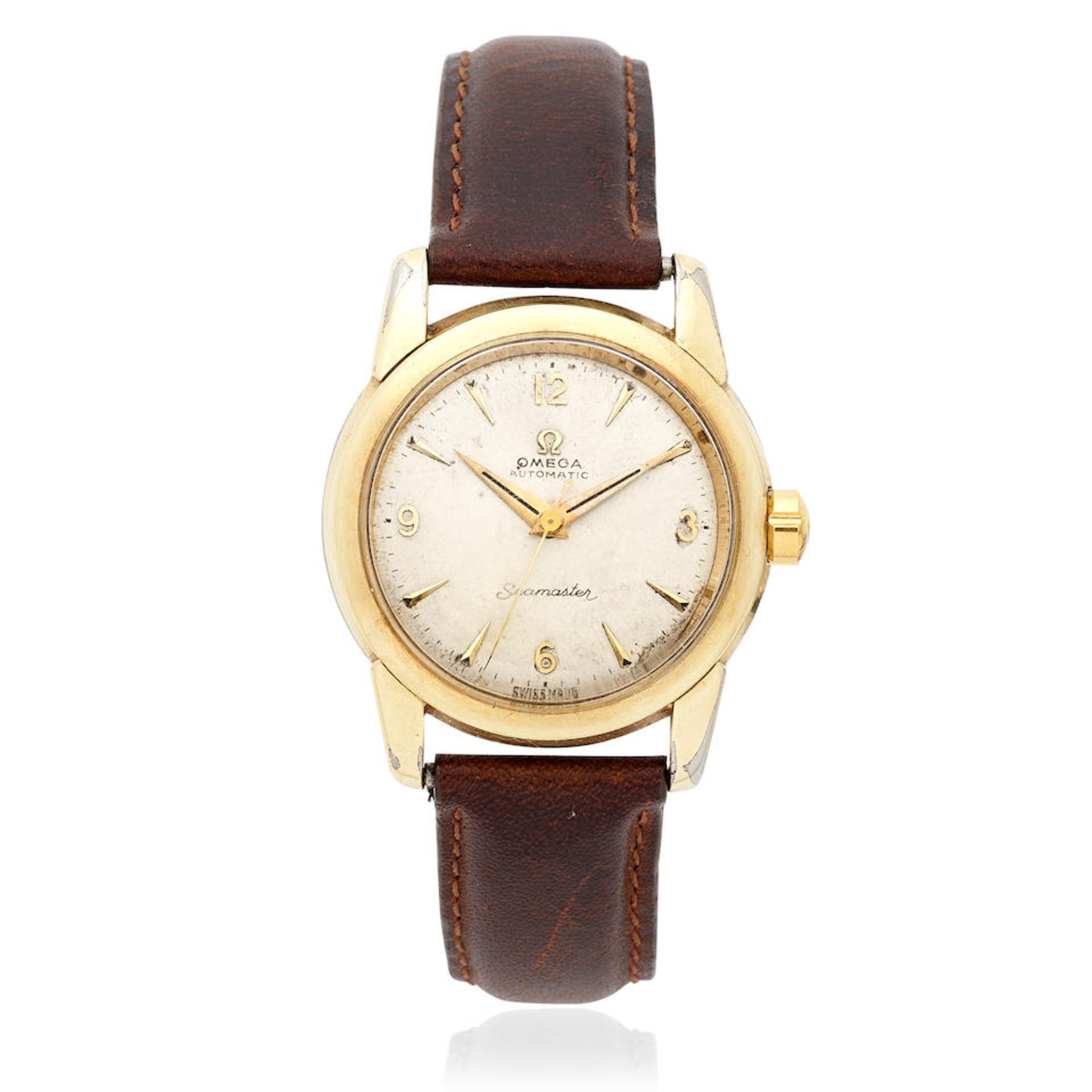 Omega. A stainless steel gold plated automatic wristwatch Seamaster, Ref: 2828-4 SC, Circa 1954