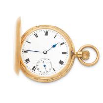 An 18K gold keyless wind full hunter pocket watch London Hallmark for 1920