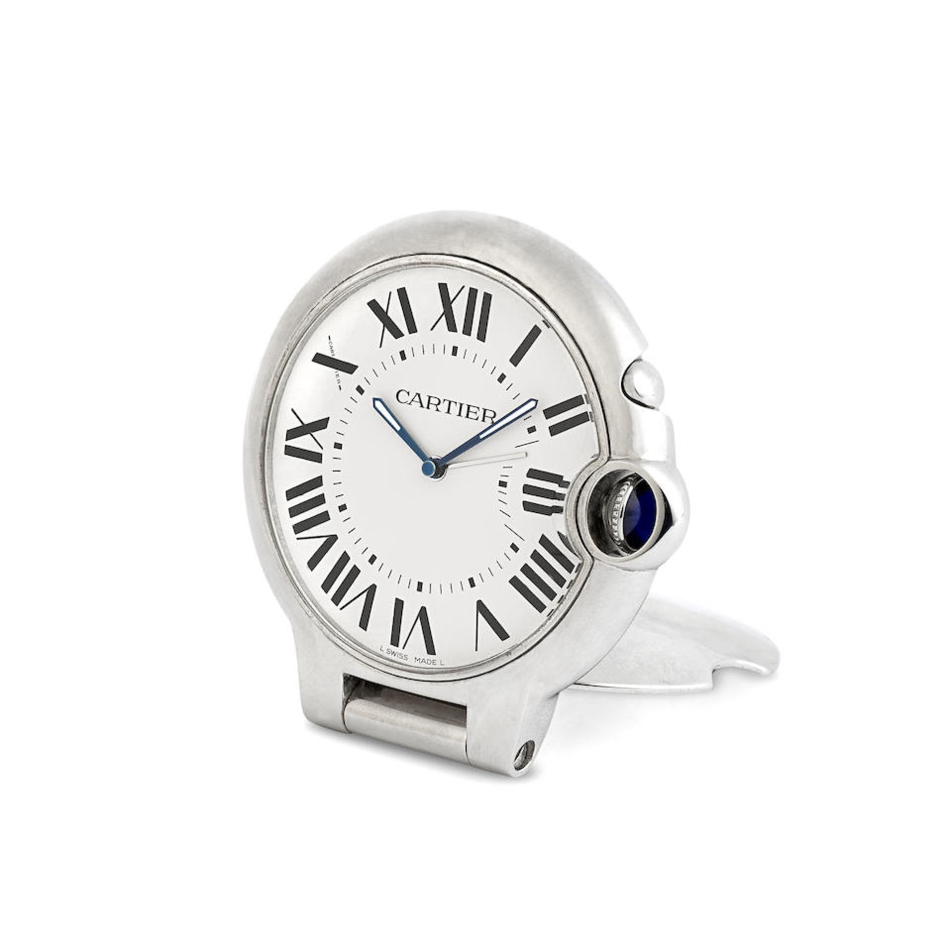 Cartier. A stainless steel quartz desk clock with alarm Ref: 3038, Purchased 20th December 2007 - Image 2 of 4