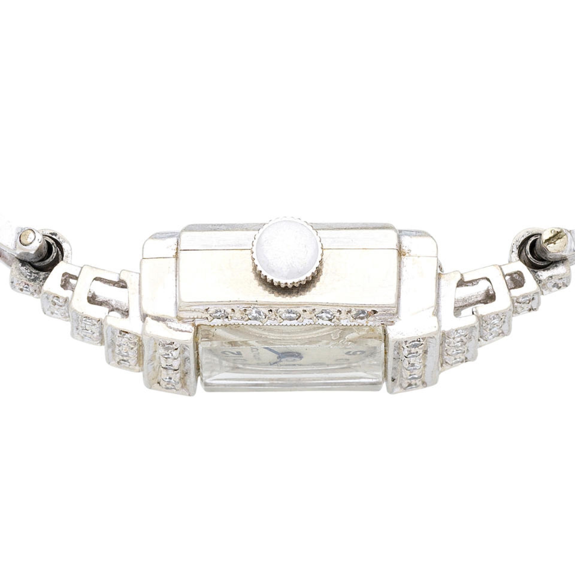 Hamilton. A lady's 14K white gold diamond set manual wind bracelet watch Circa 1950 - Bild 3 aus 4