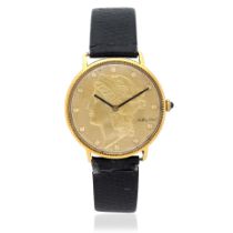 Mathey-Tissot. An 18K gold manual wind Liberty Coin wristwatch Circa 1970