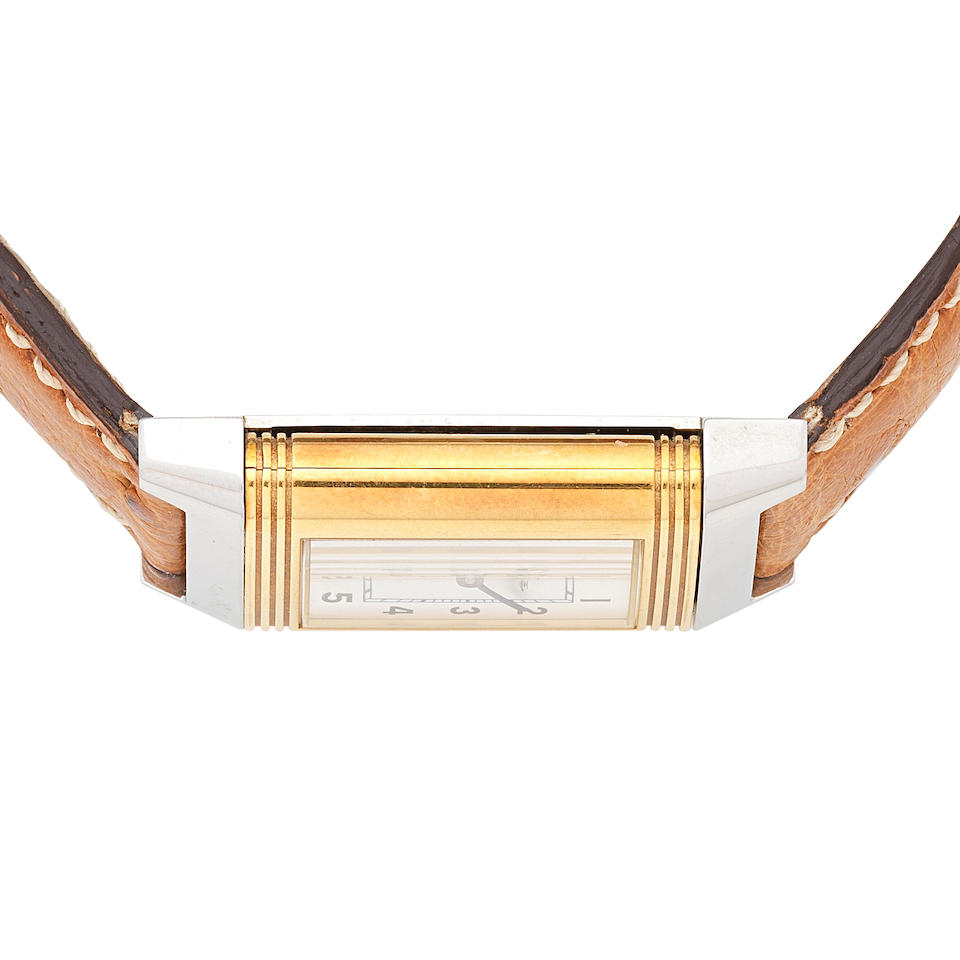 Jaeger-LeCoultre. A lady's stainless steel and gold manual wind reversible rectangular wristwatc... - Image 2 of 5