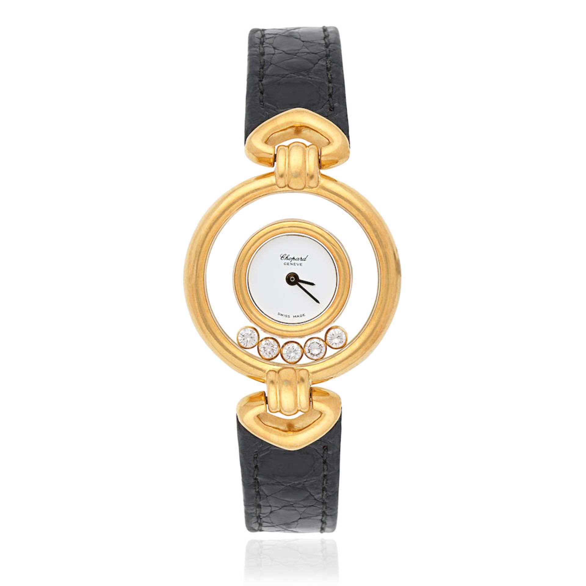 Chopard. An 18K gold diamond set quartz wristwatch Happy Diamonds , Ref: 20/5451, Purchased 4th...