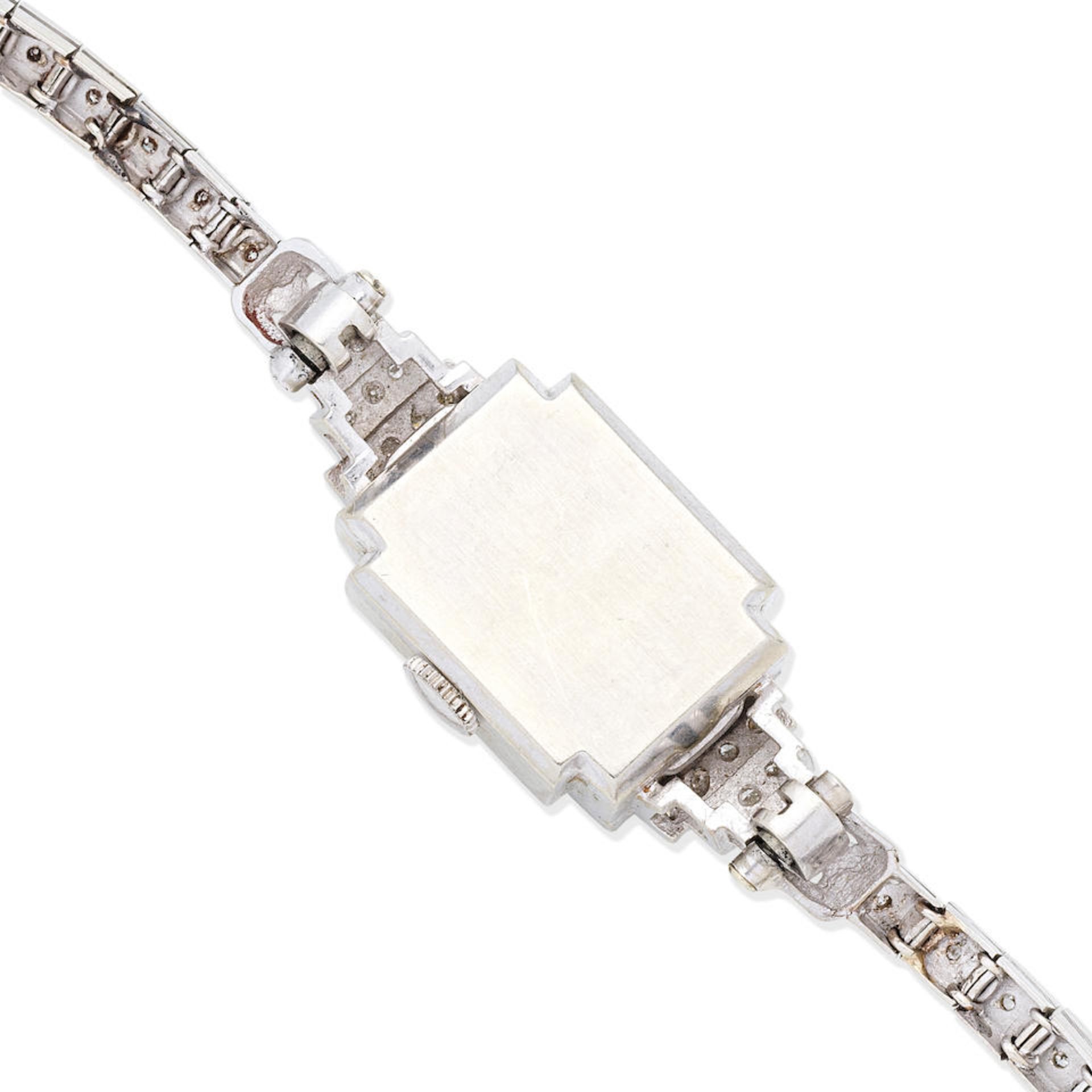 Hamilton. A lady's 14K white gold diamond set manual wind bracelet watch Circa 1950 - Bild 4 aus 4