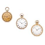 A lot of three gold pocket watches (3) Various dates