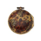 Thomas Dale, London. A silver gilt and under-painted horn pair case pocket watch London Hallmark...