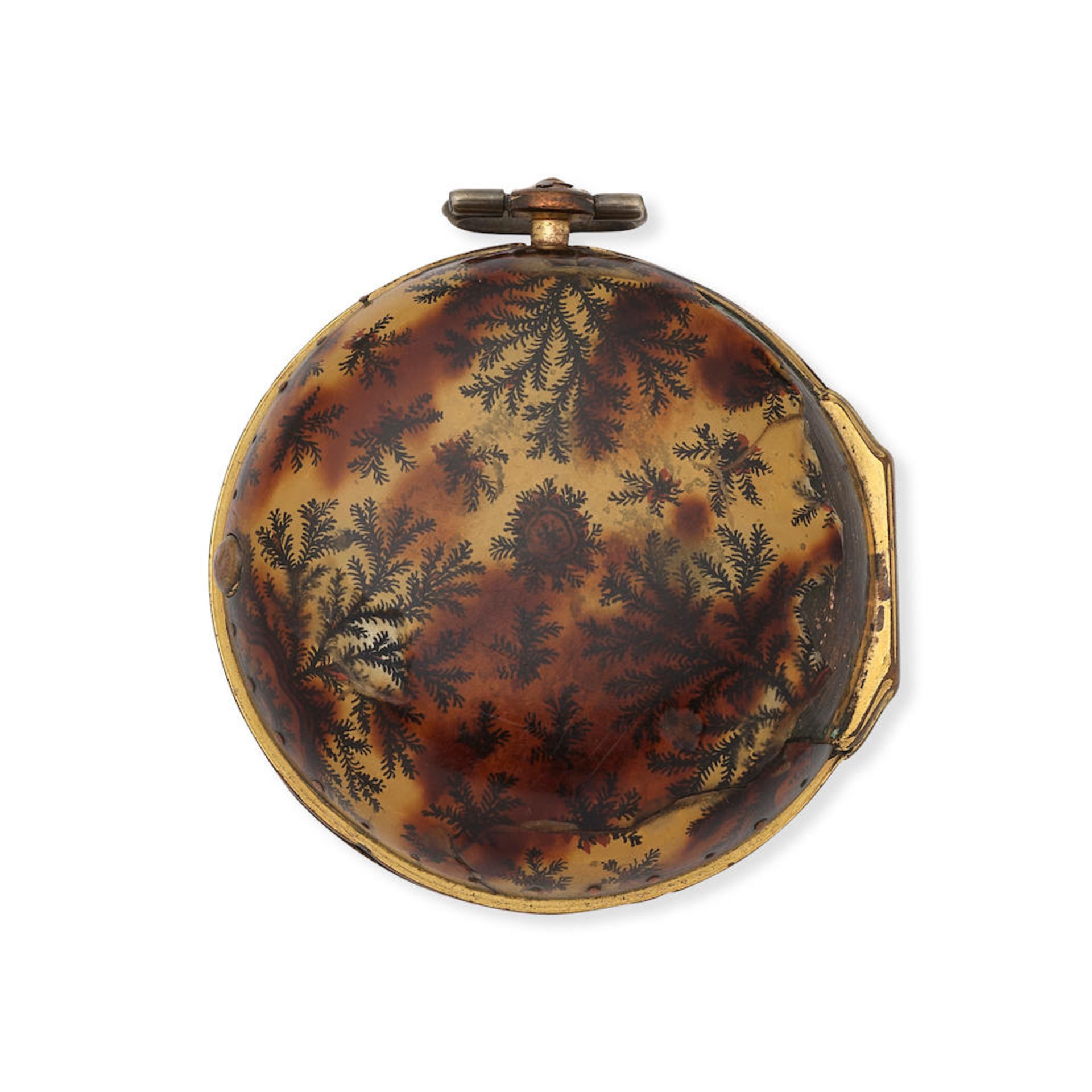 Thomas Dale, London. A silver gilt and under-painted horn pair case pocket watch London Hallmark...