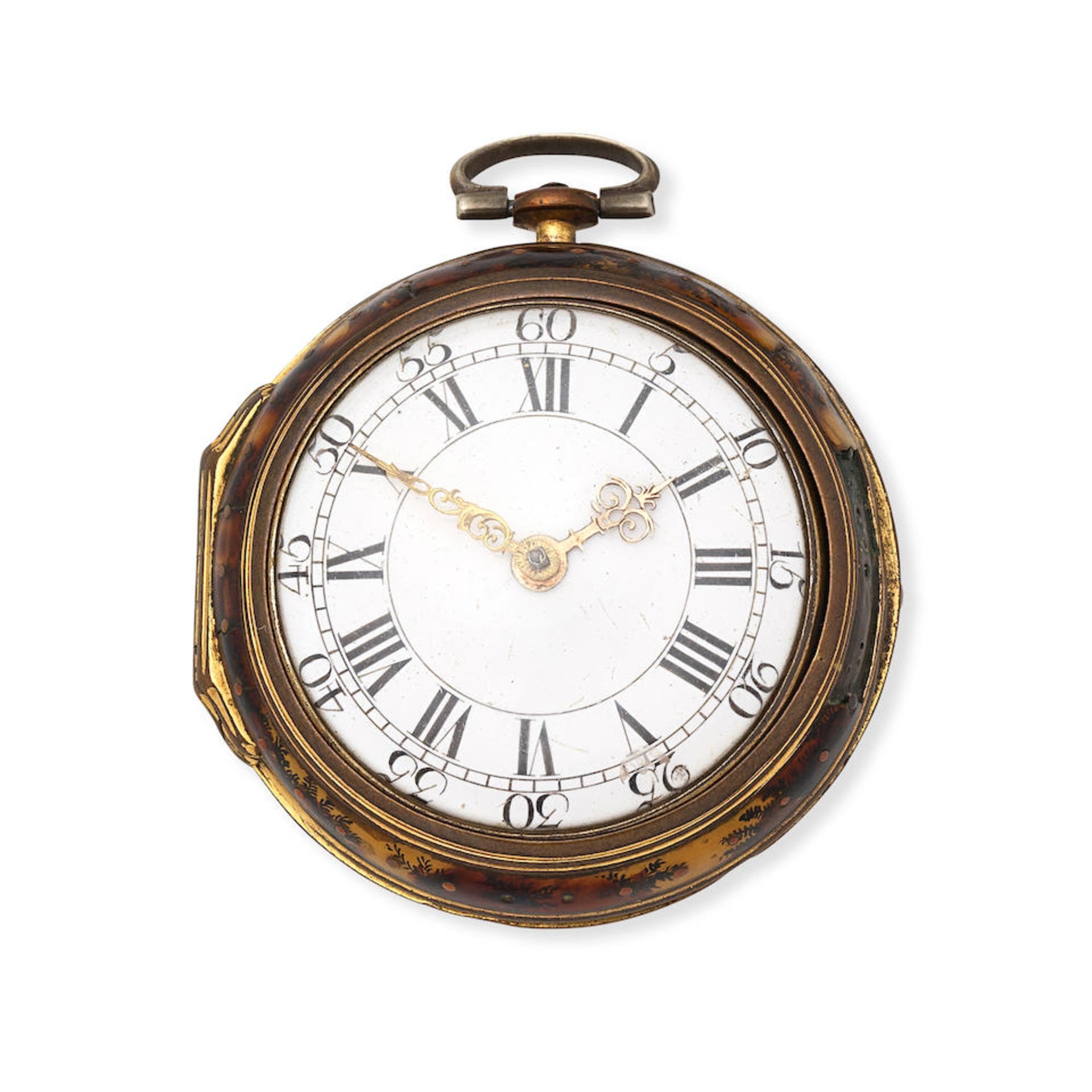 Thomas Dale, London. A silver gilt and under-painted horn pair case pocket watch London Hallmark... - Image 2 of 3