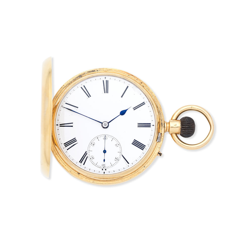 Henry Miles, 17 Piccadilly, London. An 18K gold keyless wind full hunter pocket watch London Hal...