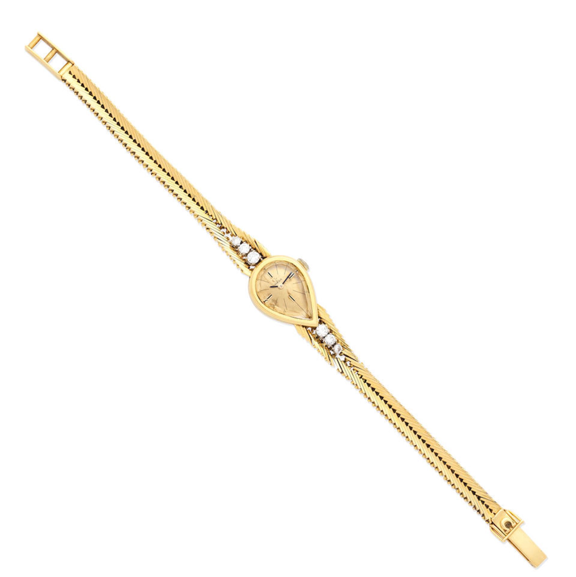 Omega. A lady's 18K gold and diamond set manual wind oval bracelet watch Import mark for London ... - Image 2 of 5