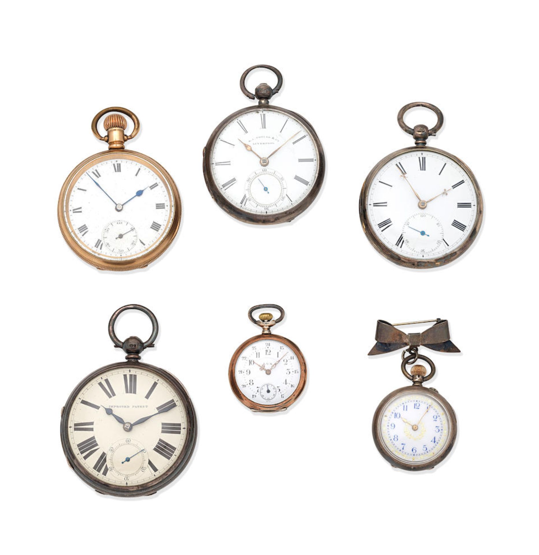A lot of six pocket watches (6) Various dates