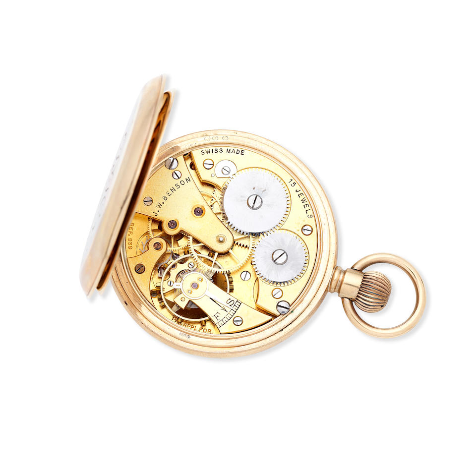 J.W Benson. A 9K gold keyless wind open face pocket watch London Hallmark for 1931 - Bild 3 aus 3