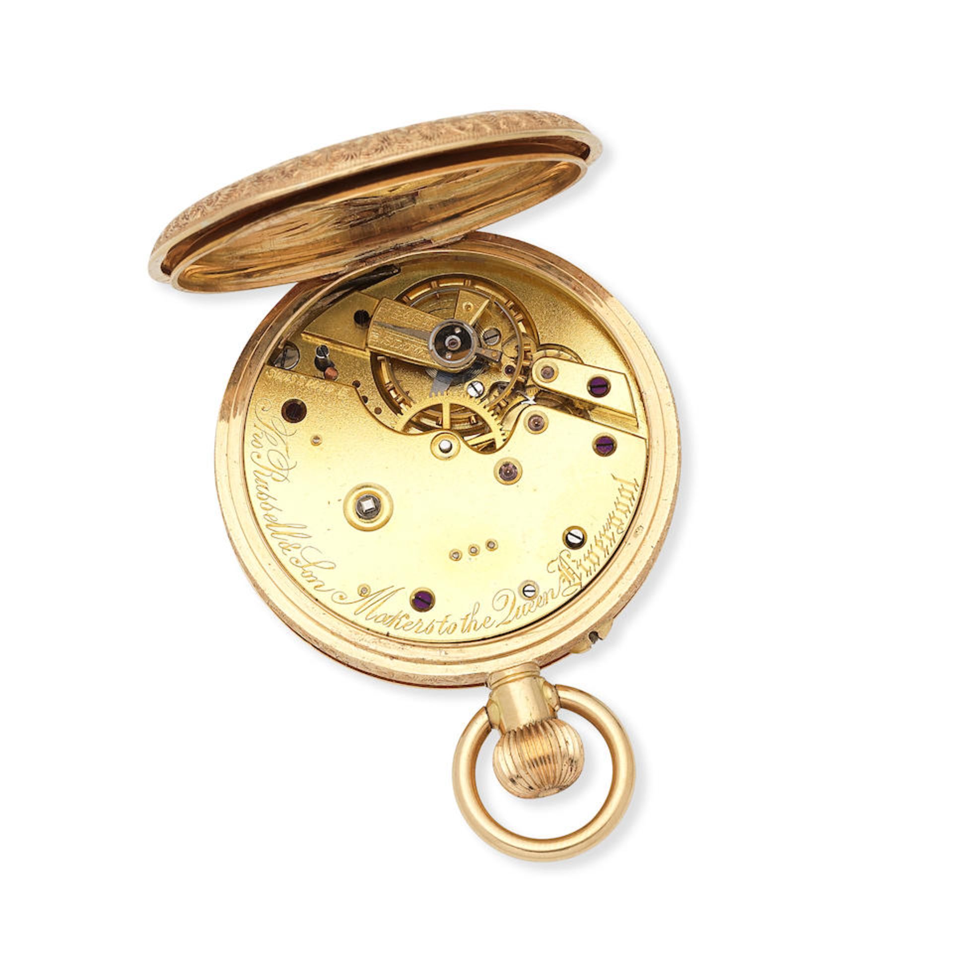 Thomas Russell & Son, Liverpool. An 18K gold keyless wind half hunter pocket watch Circa 1900 - Bild 4 aus 4