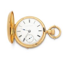 Illinois Watch Co. An 18K gold keyless wind full hunter pocket watch Currier, Circa 1882