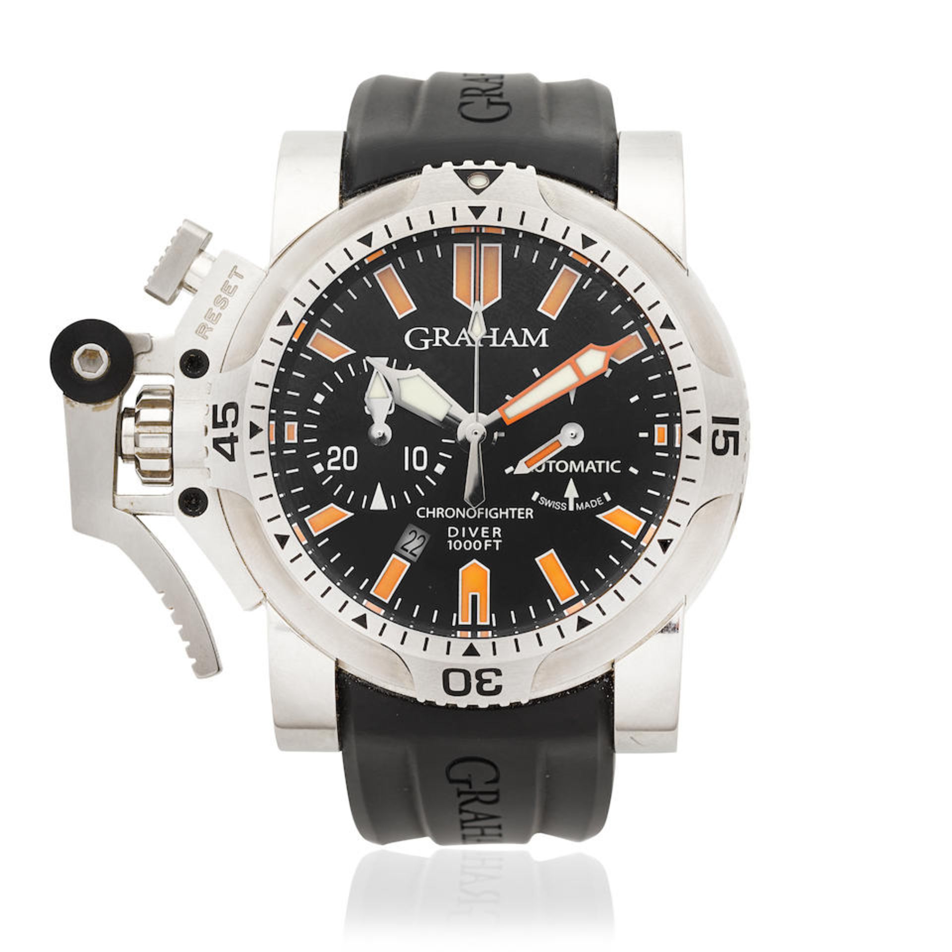 Graham. A stainless steel automatic calendar chronograph wristwatch Chronofighter Oversize, Pur...