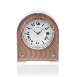 Cartier. A stainless steel and enamel quartz desk clock with alarm Ref: 2746, Circa 2000